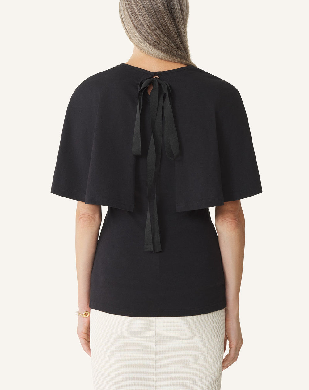 T-shirt À Cape En Coton Et Soie Black