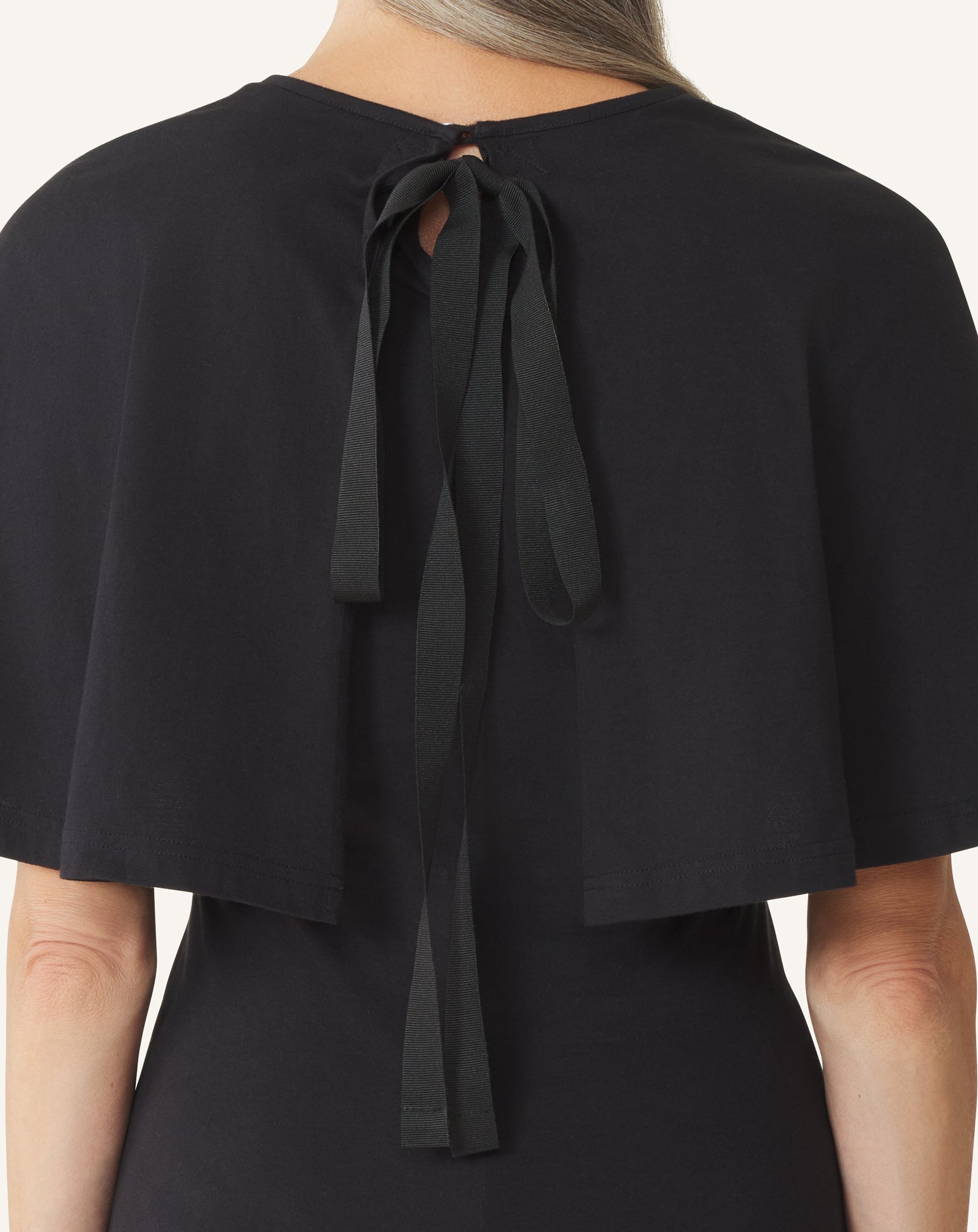 T-shirt À Cape En Coton Et Soie Black