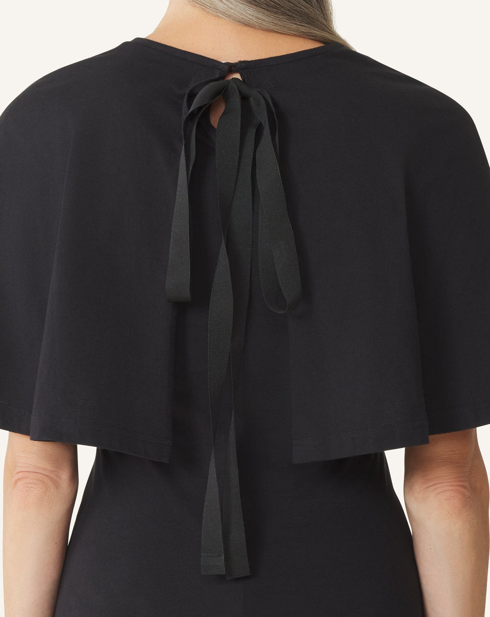 T-shirt À Cape En Coton Et Soie Black